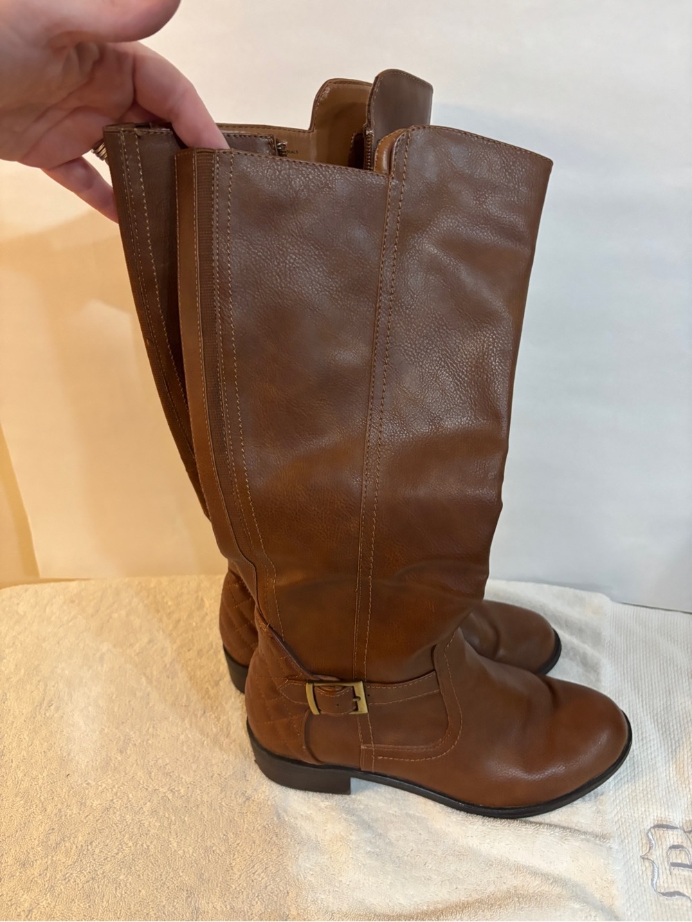 Arizona Jean Company Brown Tall Riding Boots with Buckle Detail